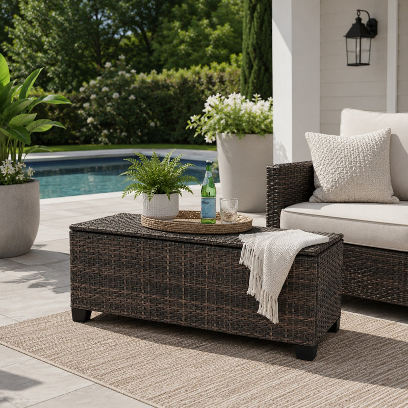  Hogan Wicker Storage Coffee Table with Hydraulic Lift Lid