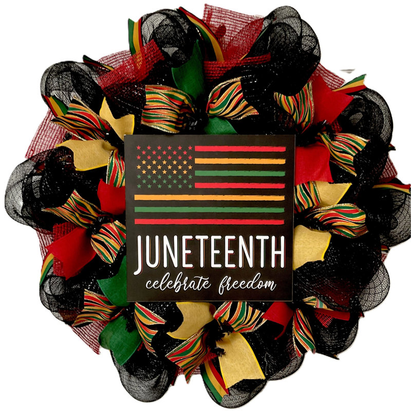 Juneteenth Celebrate Freedom Handmade Deco Mesh Wreath