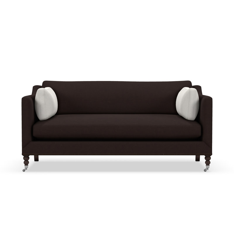 Madeline Sofa, Dark Brown Wood, Brown, 34"H x 90"W x 40"D