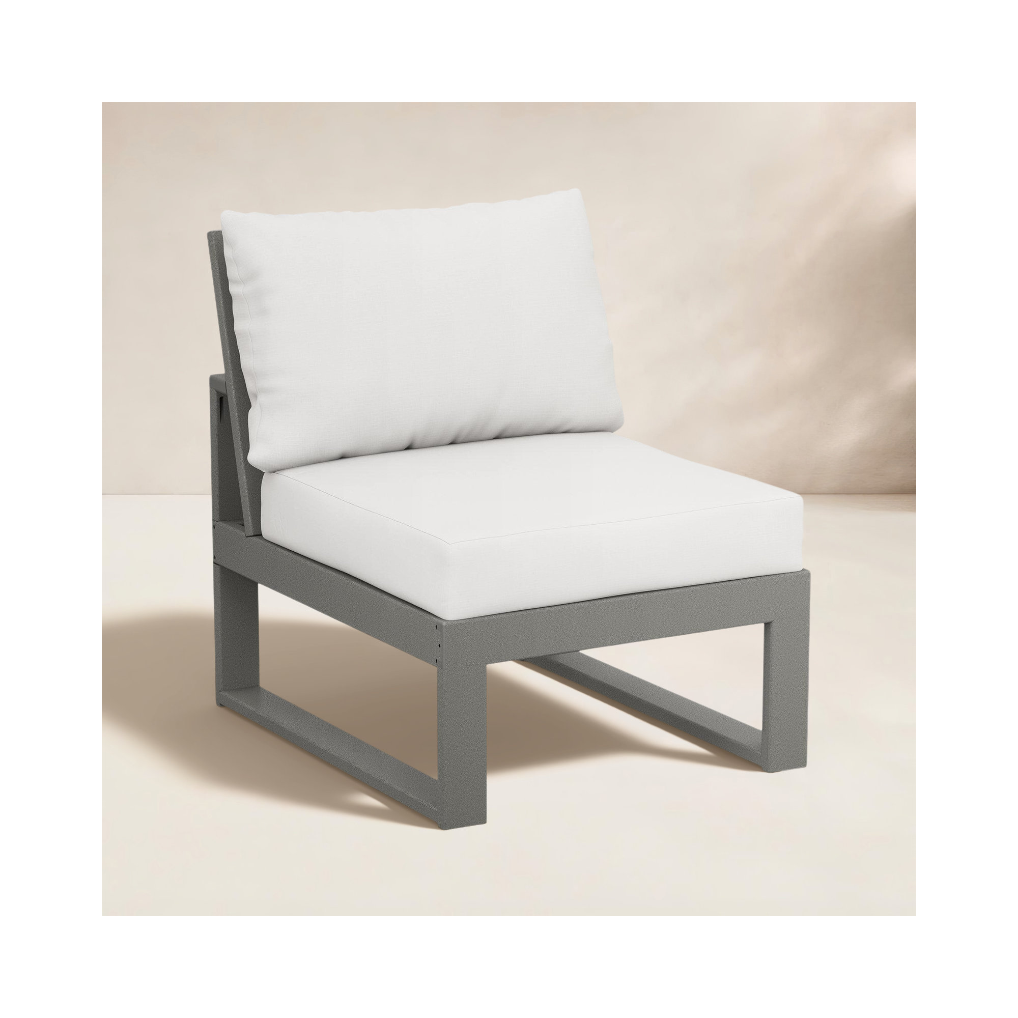 Edge Modular Armless Chair, Natural, Slate Gray