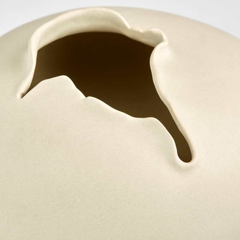 Tambora Handmade Ceramic / Porcelain Table Vase, 6.25" H x 10" W x 10" D