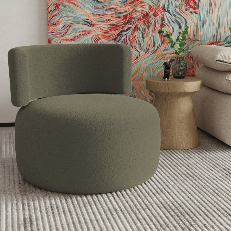 Ziagos Upholstered Swivel Accent Chair, Green Teddy