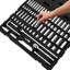 3/8 Inch Drive 76 Piece Socket And Metric Deep Shallow For Automotive Service Tasks Alloy High Torque Size Markings Pieces Mechanic Tool With Accessories Storage Case Repairs Design Rust Finish Quick