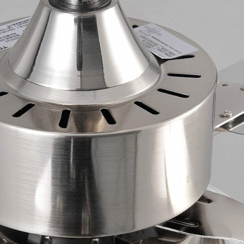 5-Blade Stainless Steel Ceiling Fan with Light, Remote Control, Quiet High Airflow, 3-Color Dimmable LED