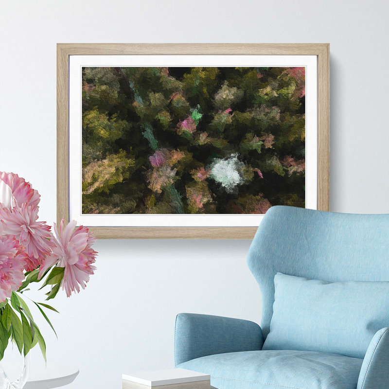 Green Forest N Sweden in Abstract - Picture Frame Graphic Art Print, Oak Framed, 62cm H x 87cm W x 2cm D