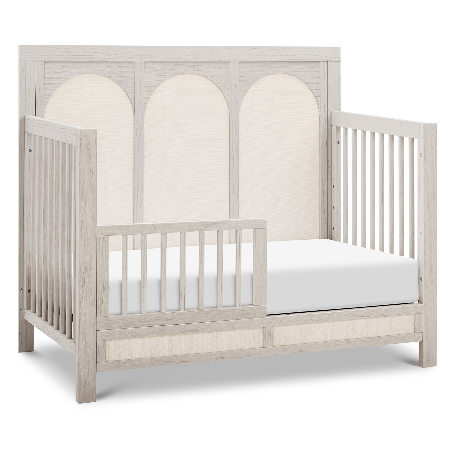 Eloise 4-in-1 Convertible Crib, White Driftwood/Performance Pearl Eco-Weave