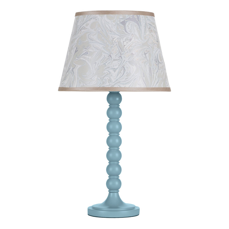 Wood Table Lamp Lamp, Blue, Grey
