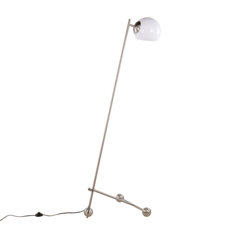 Lampe sur pied 1 pièce eileen en nickel brossé et plastique blanc nickel brossé