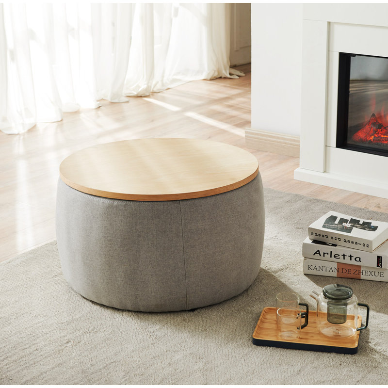 Table de bout Framhild Block, Gris, Natural