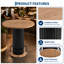 Table de bar ronde avec piètement ondulé en fer et repose-pieds, table haute de style bistro pour petits espaces, chêne-1102593965