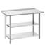 Table de travail en acier inoxydable, table de préparation des aliments de 24 x 48 pouces avec 2 tablettes et dosseret, poste de travail de cuisine commerciale, table de travail utilitaire en métal robuste, pour l'extérieur du garage de l'hôtel