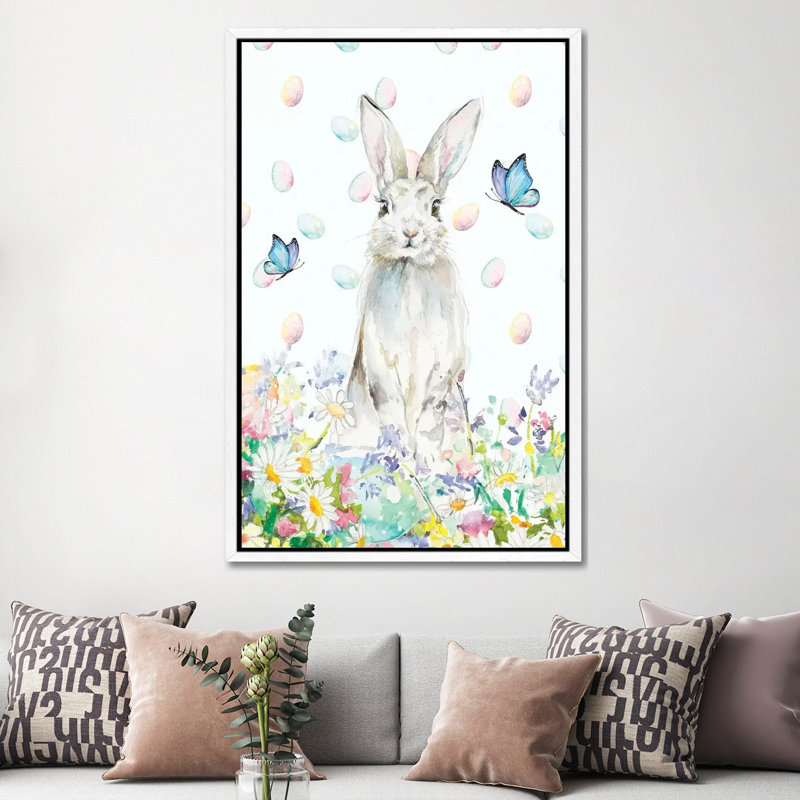 Tall Easter Bunny by Patricia Pinto - Floater Frame Gallery-Wrapped Canvas Giclée on Canvas, White, 152.5 cm H x 101.5 cm W