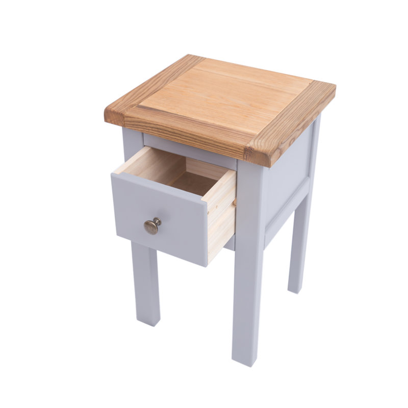 Snelson 35 cm W Bedside Table, Grey/Antique Brass