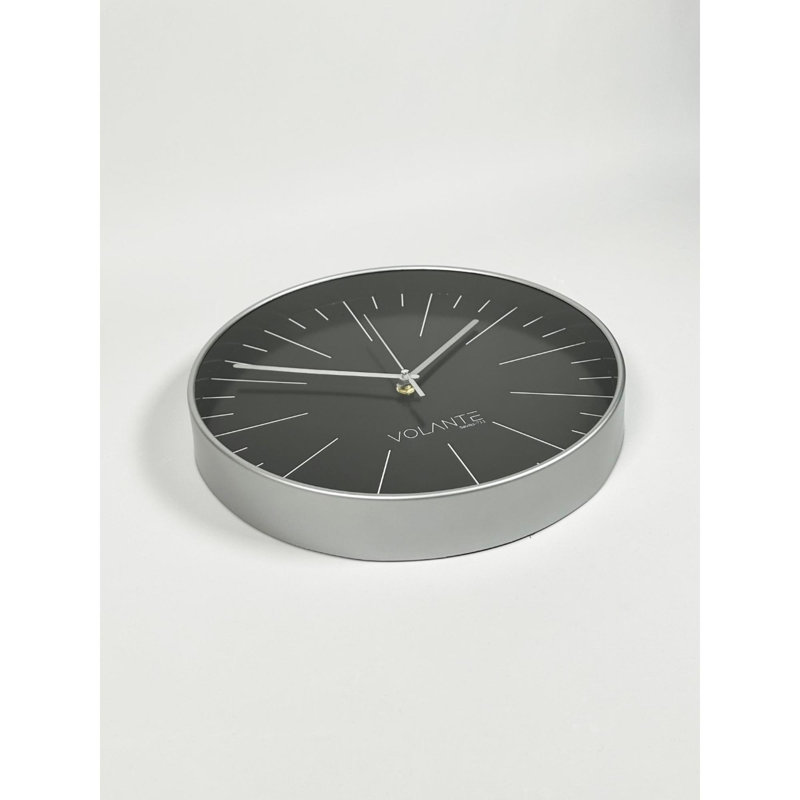 Elegant Decorative Wall Clock, Silver Finish, 11.8 x 11.8 x 1.8 inches | 100% Plastic Body with Real Glass Cover | Stylish Home Decor for Living Room, Office & Bedroom | Perfect Gift for Any Occasion