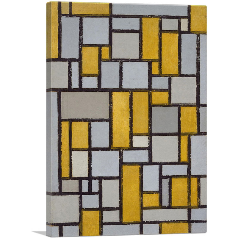 "Composition with Grid # 1" par Piet Mondrian, reproduction d'art sur toile tendue, H 26 po x l 18 po x 1,5 po