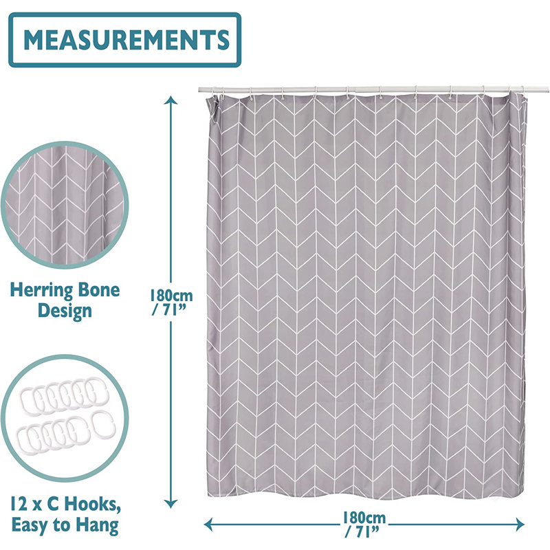 13 Piece Polyester Shower Curtain Set