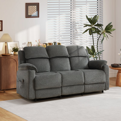 78.74" Wide Contemporary Linen Upholstery Power Reclining Sofa With Remote Control, Dual Reclining & 4 Stable Legs