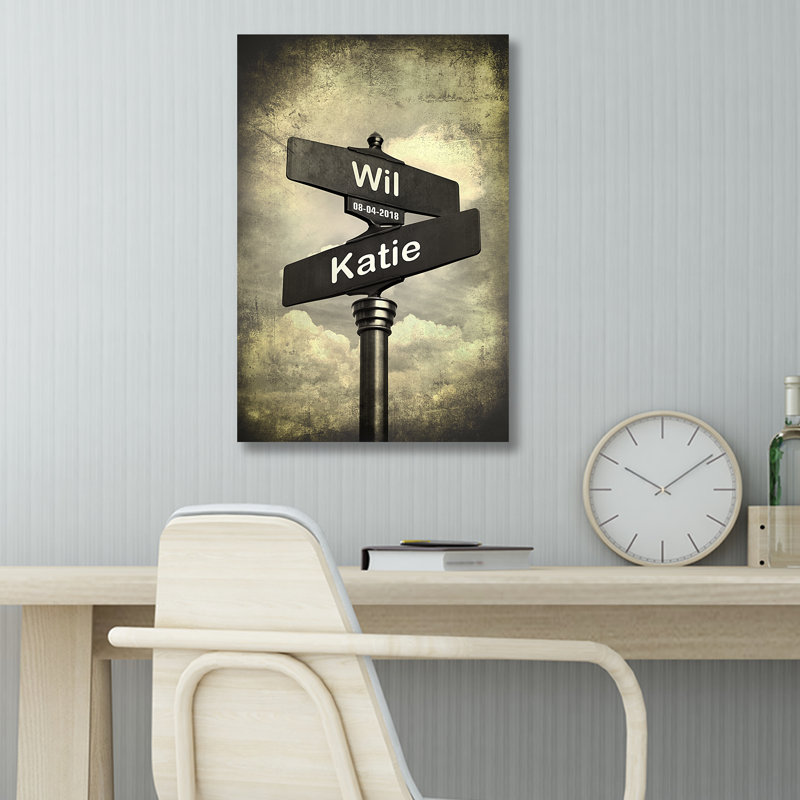 Impression sur toile Lovers Crossroads - Cadeaux personnalisés pour l'anniversaire de mariage., H 24 po x l 16 po, Oui