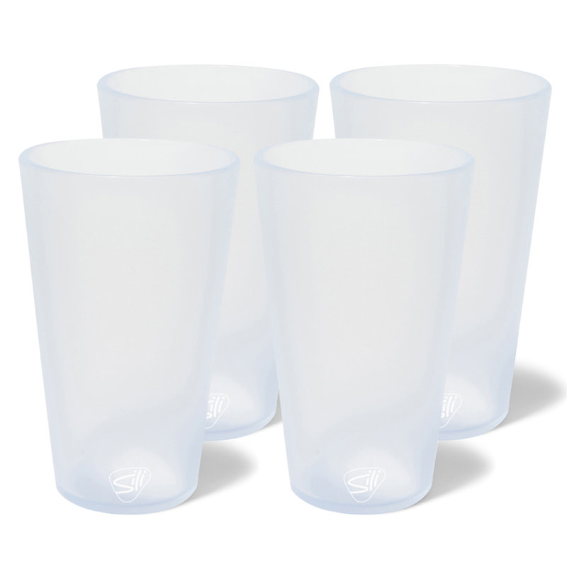 Silipint: Verres à pinte en silicone: Paquet de 4 tasses incassables réutilisables de 16 oz, Blanc