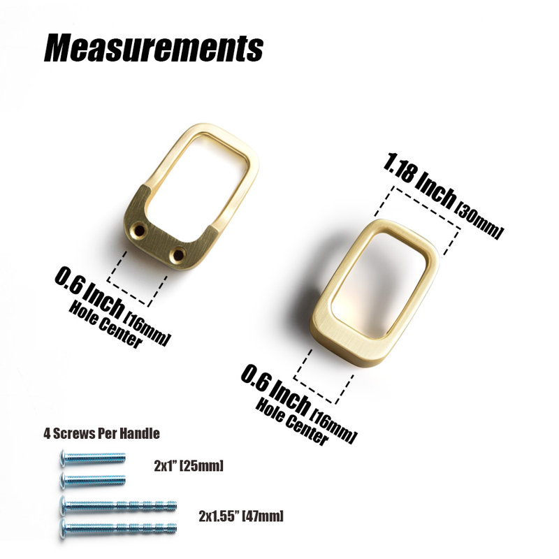 Oversized 1 1/6" Length Rectangle Knob Multipack, Light Brushed Brass