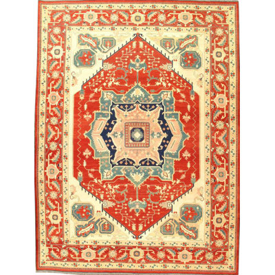 Tapis rouille / ivoire en laine noué à la main de conception Pak Sumak Serapi