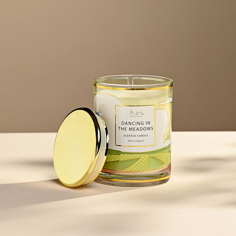 Scented Jar Candle with Glass Holder, Gold/Green/Clear