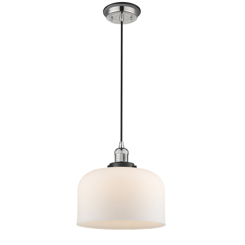 Lattimer 1 - Light Single Pendant, Polished Nickel with Matte Black accents, Seedy