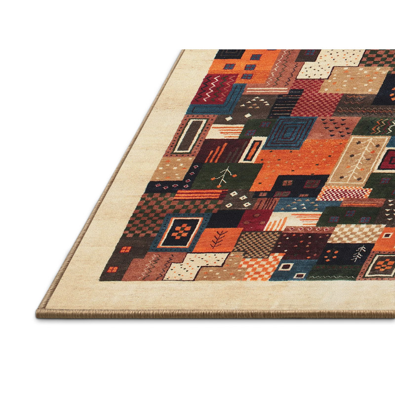 Tapis noir/gris/bleu de zone contemporaine, Rectangle 2 pi x 5 pi