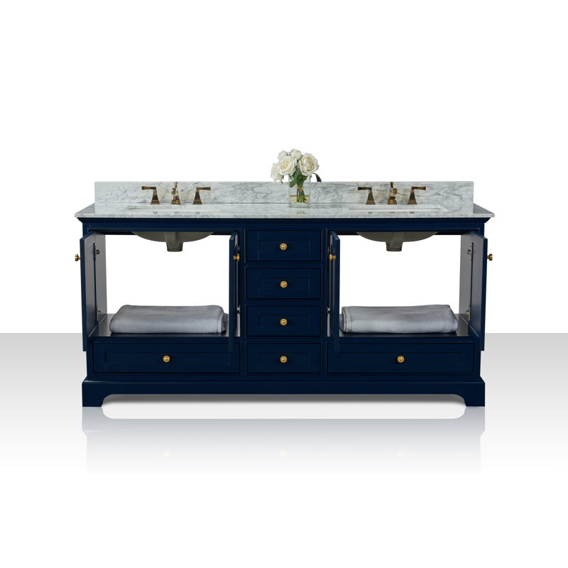 Audrey 72'' W Vanity, Heritage Blue | Brushed Gold