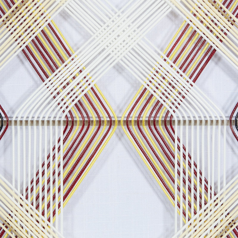 Cotton Fabric Handmade String Art Geometric Multi Colored Wall Decor with Silver Frame