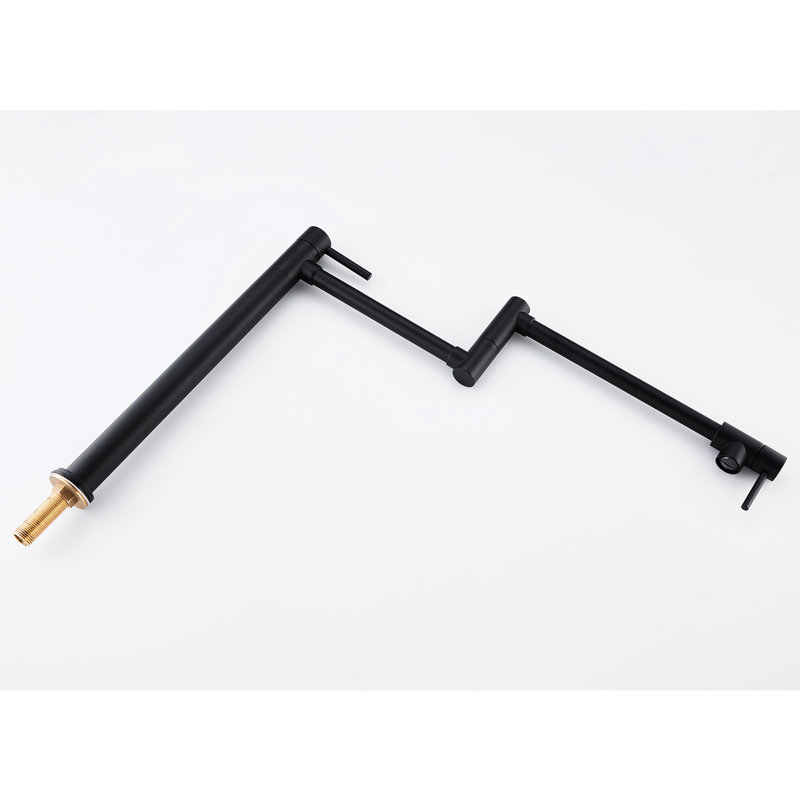 Pot Filler Faucet In Matte Black - Brass Made, 360 Rotation And Foldability, Double Handles For Even Water Supply, Surface Processing To Corrosion Oxidation Resistance Treatment