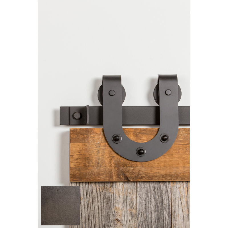 Ensemble de quincaillerie pour porte de grange simple Horseshoe, 72, Bronze peint