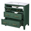 Meuble-lavabo 30 po avec lavabo en céramique, bois massif, 3 tiroirs, meuble-lavabo à touche rétro, 3 rangements, attrait