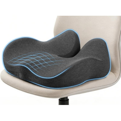 U-Shaped Memory Foam Seat Cushion, Ergonomic Tailbone Support Pillow with Raised Side Wings for Office Chair Desk Sitting