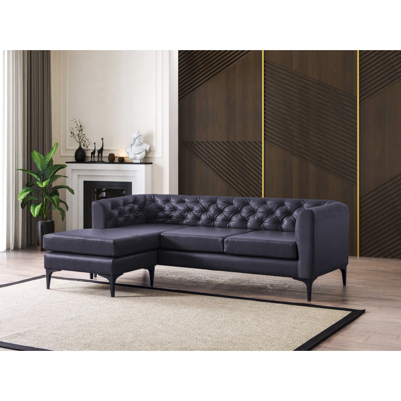 Glenyce Upholstered Sectional, Navy Zen