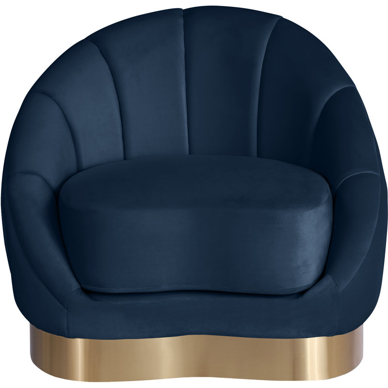 Saldana Velvet Barrel Chair, Navy Velvet