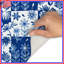 Tapis de bain bleu et blanc à motif floral-736556813