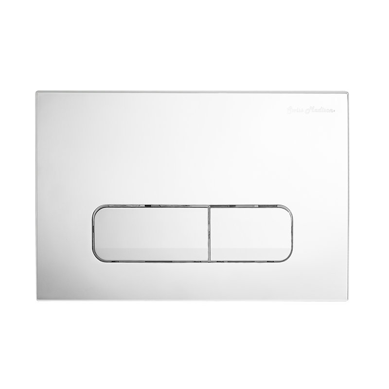 Plaque de commande murale à double chasse avec boutons poussoirs rectangulaires Swiss Madison, Chrome
