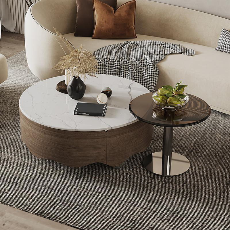 Table basse italienne ronde en pierre micro-cristalline