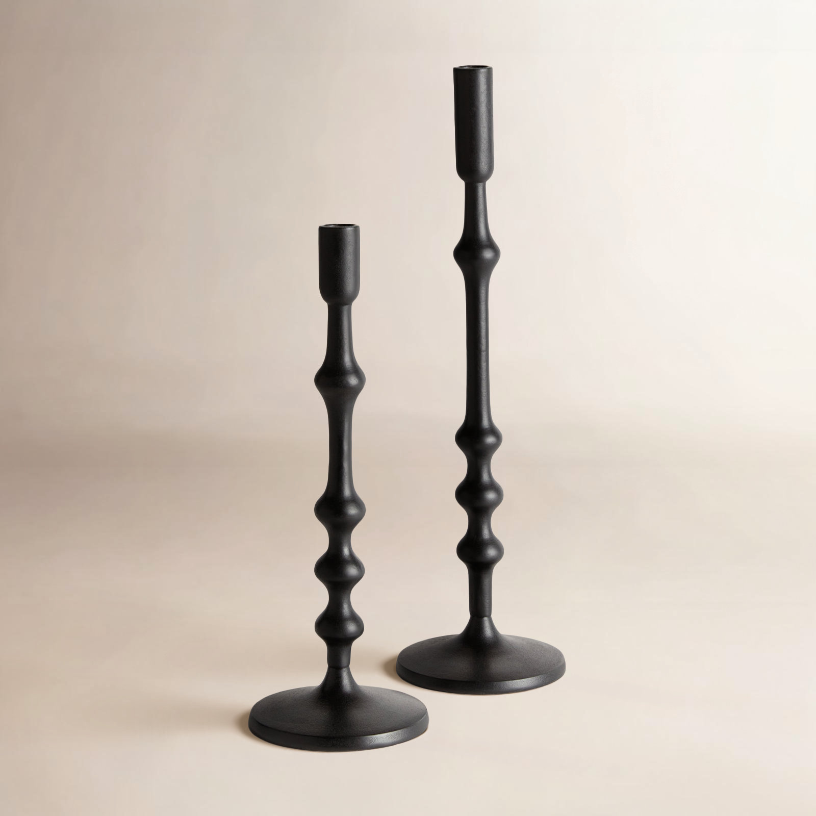 Sand-Cast Aluminum Candlestick Holder, Black