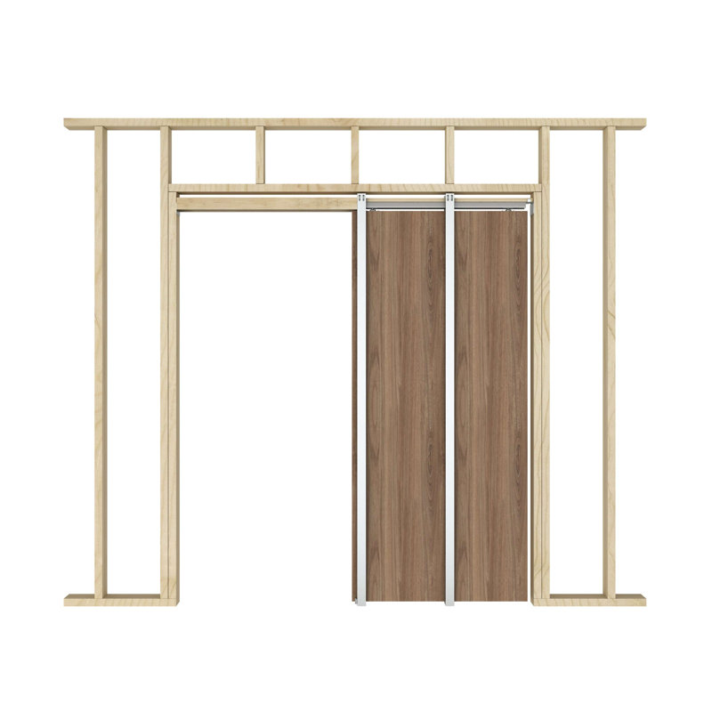 Soft Close and Open 24" to 36" Upright Universal Lightweight Pocket Door Frame for 2" x 4" Stud Wall,  84'' H x 36'' W 