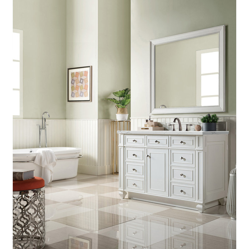 Bristol 48'' W Single Vanity, Ethereal Noctis, Bright White, 8" Widespread