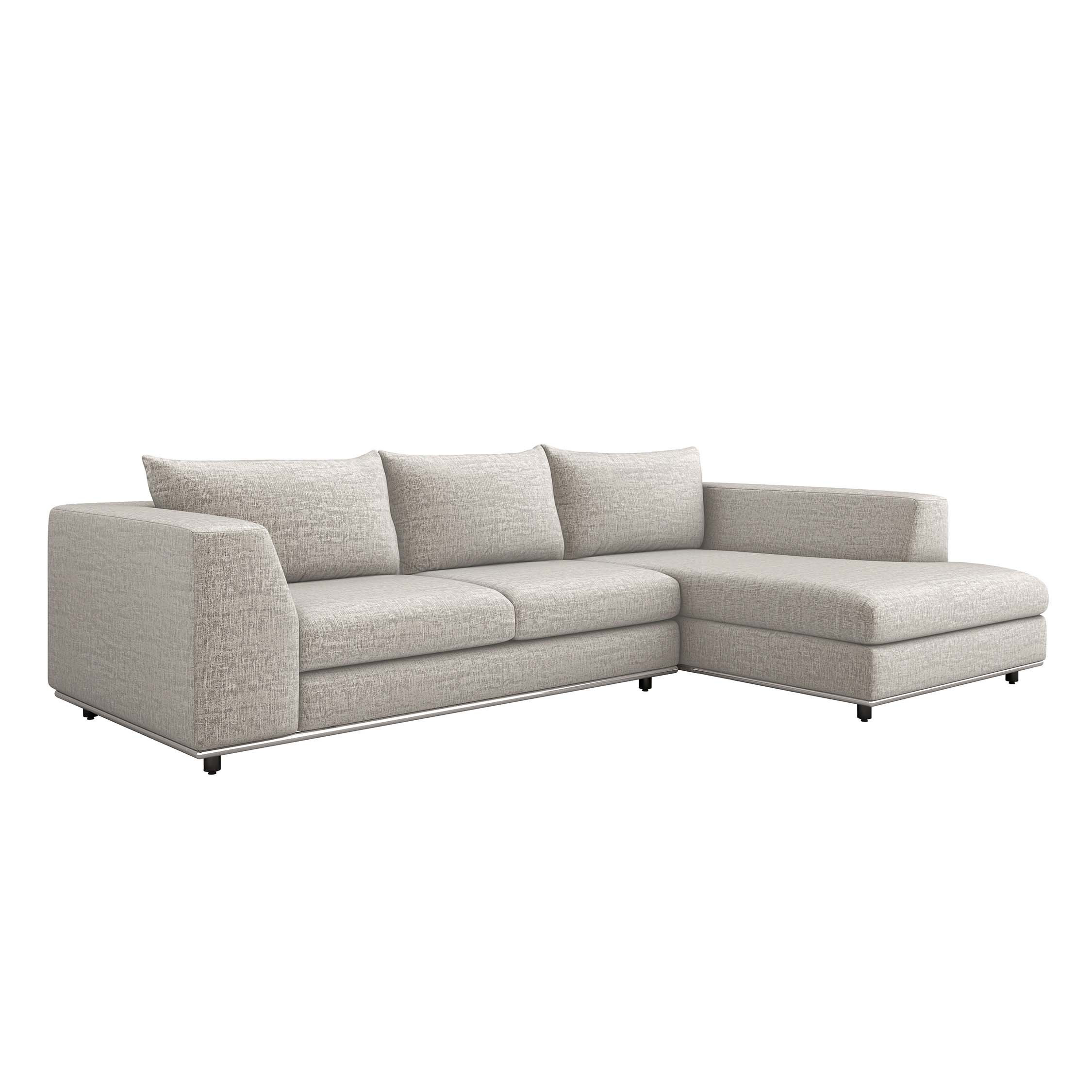 Interlude Comodo Left Chaise 2 Piece Sectional - Polished Nickel Frame ...