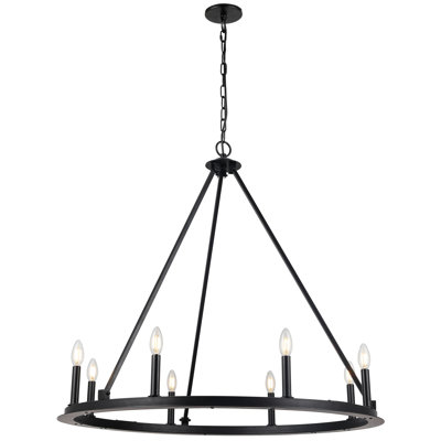 Lustre incandescent 8 lumières Shenika, noir mat