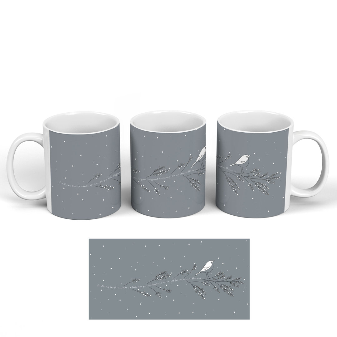 Families Robin Line Illustration Christmas Ceramic Classic Mug
