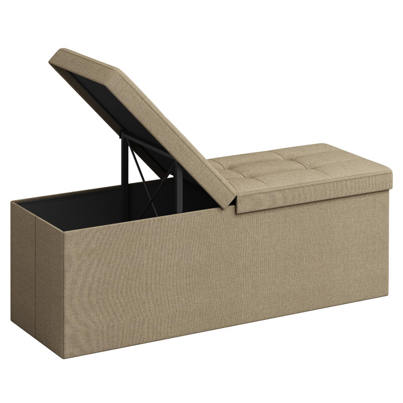Storage Ottoman, 15" H x 43" W x 15" D, Camel Brown