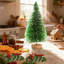 Mini arbre de Noël 12 pièces, table de base avec base en bois Mini arbre artificiel avec 4 tailles de sapin de table pour bouteilles de Noël