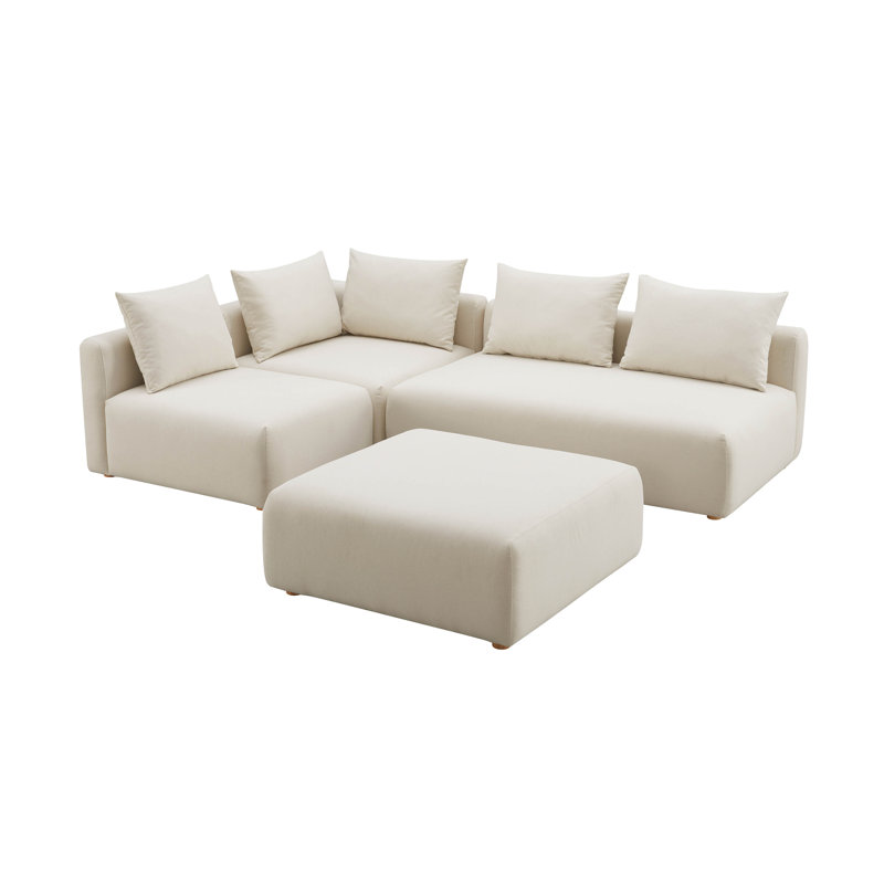 Canapé modulaire 4 pièces Tov Furniture Hangover, Mélange de lin crème