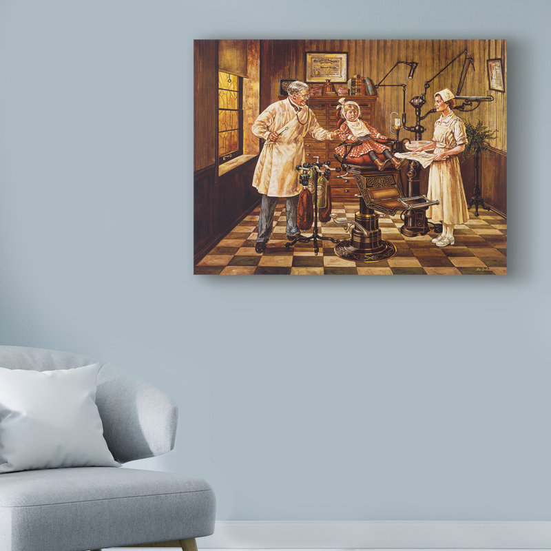 « dentiste office », reproduction de peinture à l’acrylique sur toile tendue, H 24 po x l 32 po x P 2 po