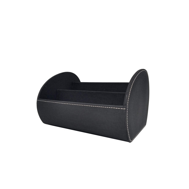 Faux Leather Desk Organiser, Black